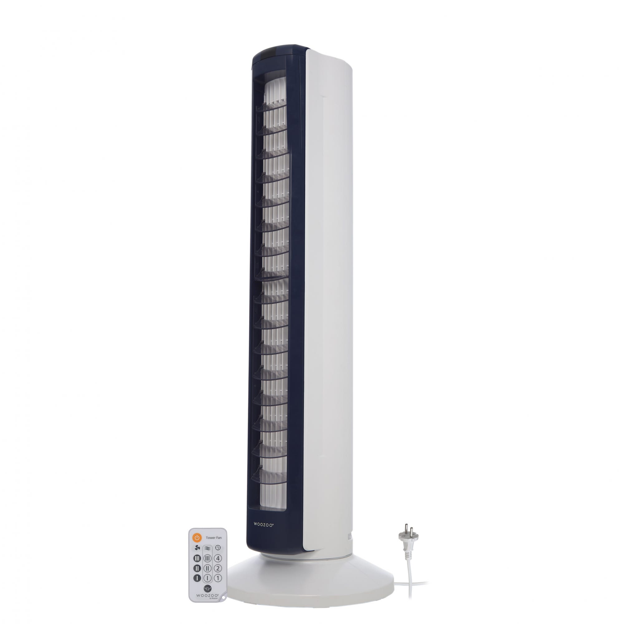 Woozoo, Ventilateur colonne silencieux et puissant, Portée 10m,  Oscillation, Télécommande, Minuterie, Salon - Woozoo TWF-C82T - Blanc