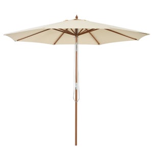 COSTWAY parasol inclinable ø3m toile polyester imperméable avec cordon de serrage 8 baleines ventilation pour jardin cour  beige