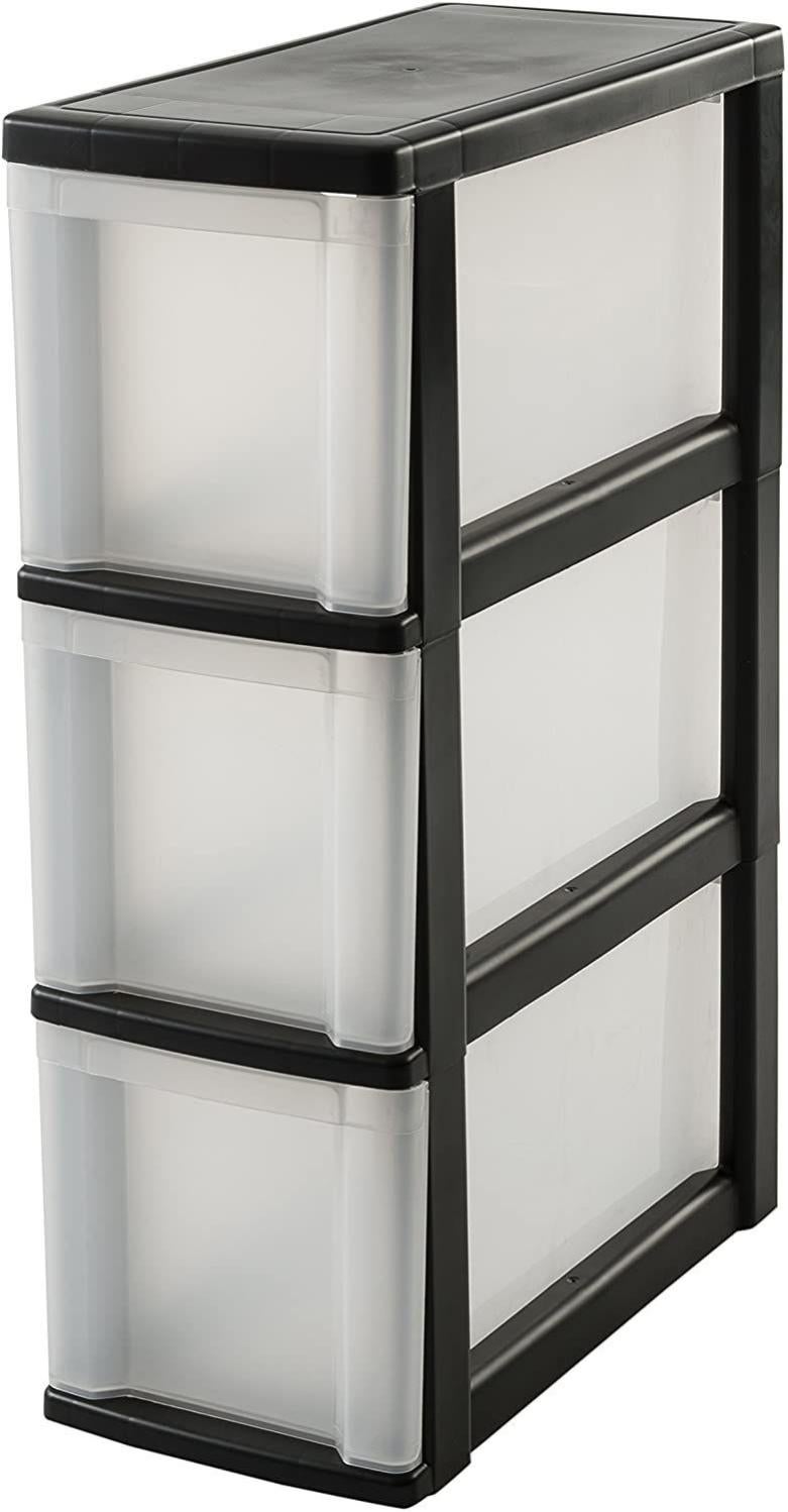 Tour De Rangement 3 Tiroirs Plastique A5 - Dimensions 19x25x48 Cm - Multicolore - Pour Bureau, Atelier - Neuf