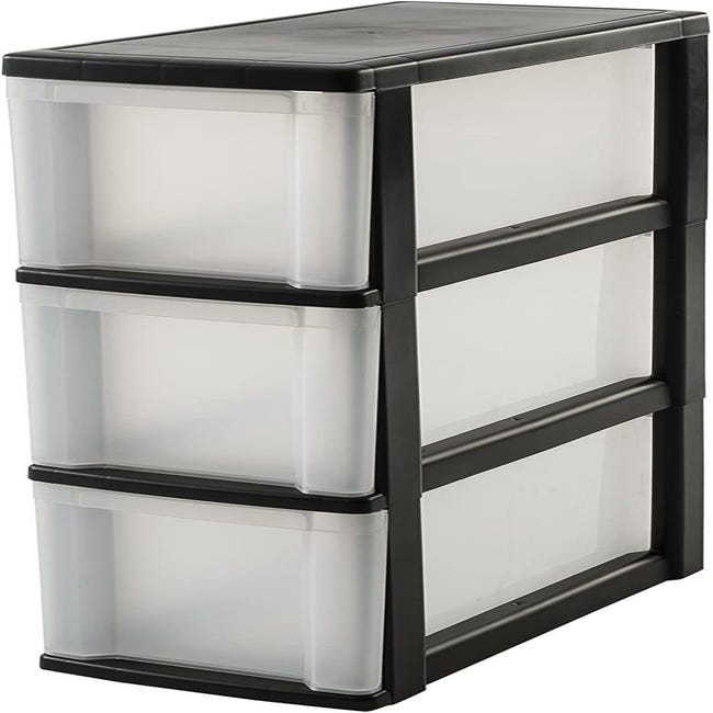 Commade à Roulettes 4 Tiroirs Wagon - Plastique PP Gris Clair - 67,5x37x39 Cm - Rangement Bureau, Maison, Jouets