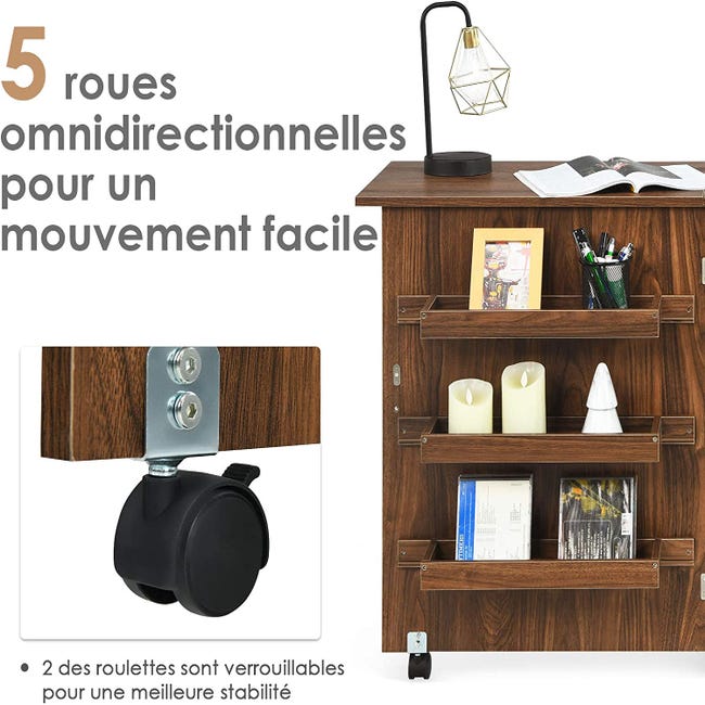 Table De Couture Pliante Meuble Pour Machine À Coudre Avec 3 Etagères Brun  20_0001195 à Prix Carrefour