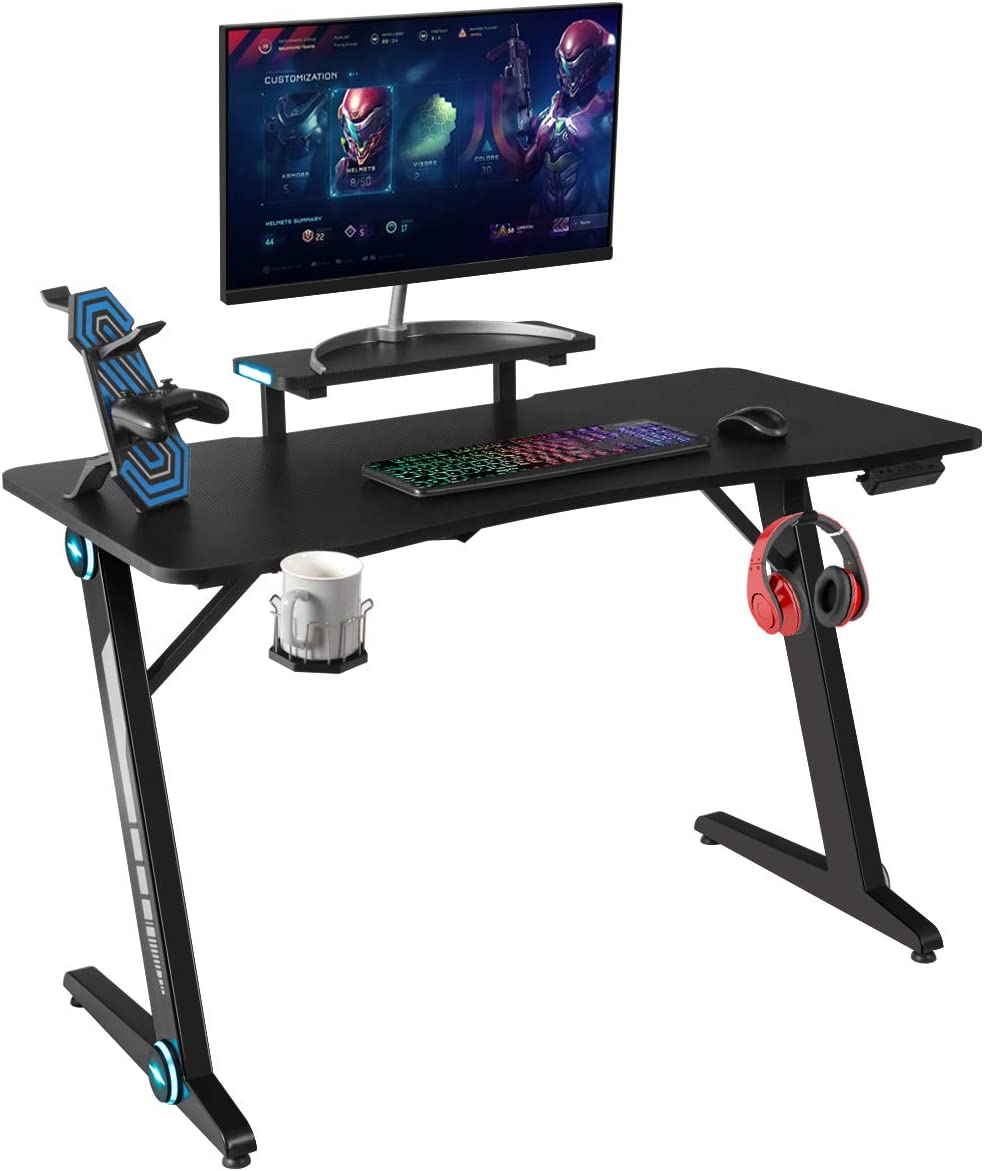 Bureau gamer, table de gaming, avec support d'ecran, surface en
