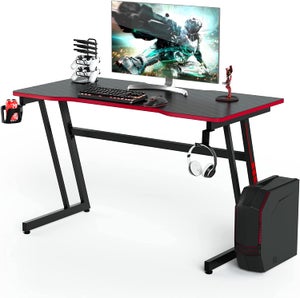 Bureau gamer, table de gaming, avec support d'ecran, surface en fibre de  carbone avec lumières rvb