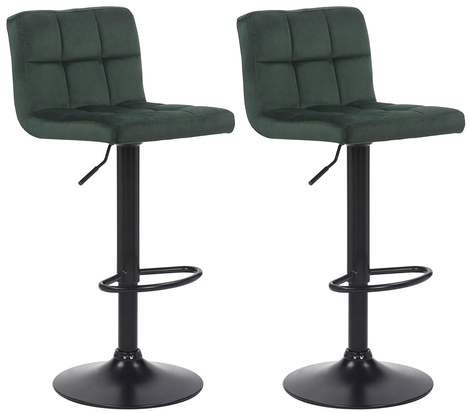 Set 2 Sgabelli Da Bar In Velluto Verde Con Gambe Oro - Con Schienale E Poggiapiedi - Per Isola Cucina E Bancone - Altezza 65 Cm - 3