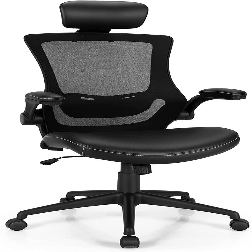Chaise de Bureau Ergonomique avec Accoudoirs Rabattables,Fauteuil de Bureau  Confortable avec appuie-tête réglable et