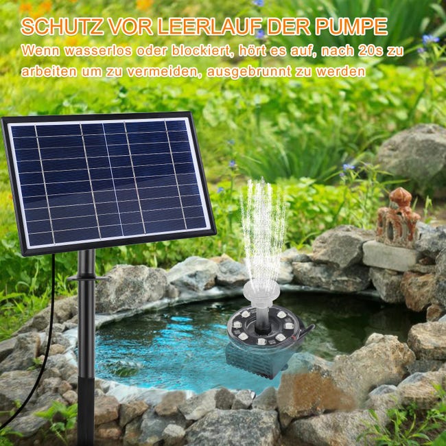 Pompe de fontaine solaire 10W Color LED Color avec 12 buses Pompe solaire  pour le jardin d'étang de bain d'oiseaux et place la fontaine