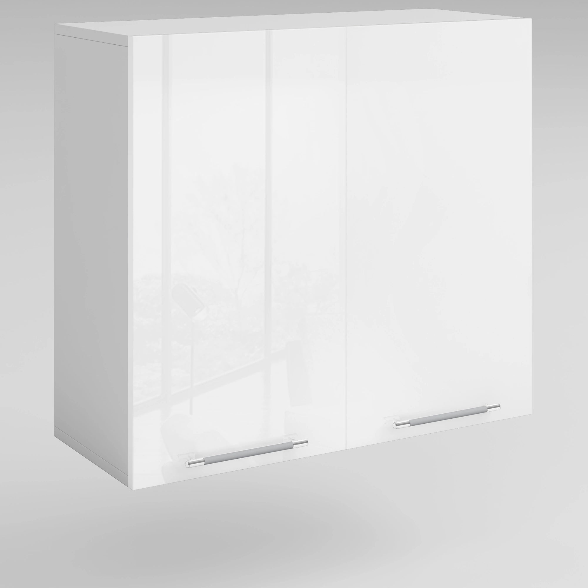 Meuble de cuisine haut blanc laqué 2 portes 2 étagères L 80 x H 72 cm | Leroy  Merlin