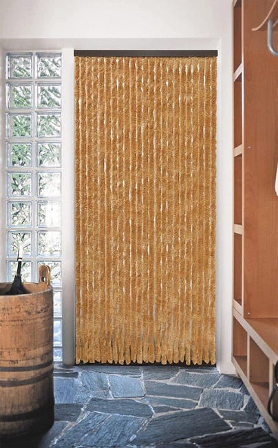 Rideau Chenille 100x220 cm Porte D'entrée Protège Du Soleil Anti-Mouches Lavable Réglable Orange rideau porte anti mouche leroy merlin