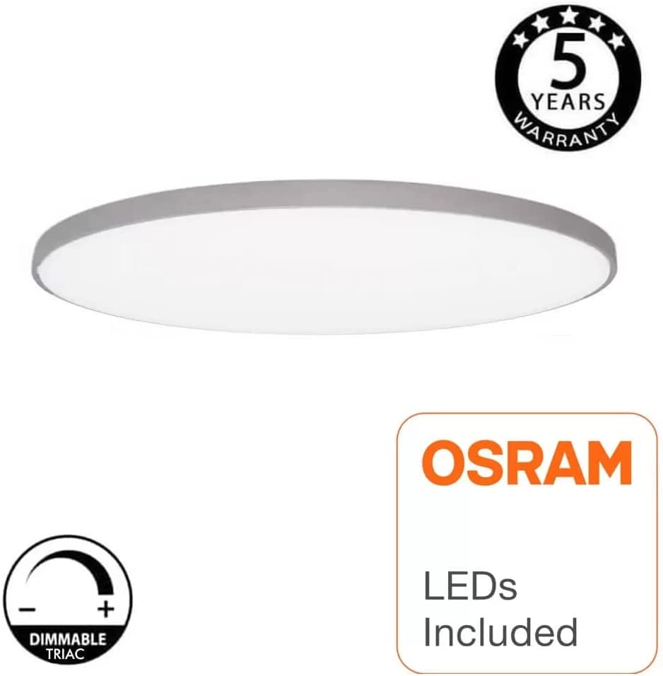 Plafoniera a Soffito Circolare Argento Ø230mm 24W 2600Lm Osram chip - Luce  calda 3000K