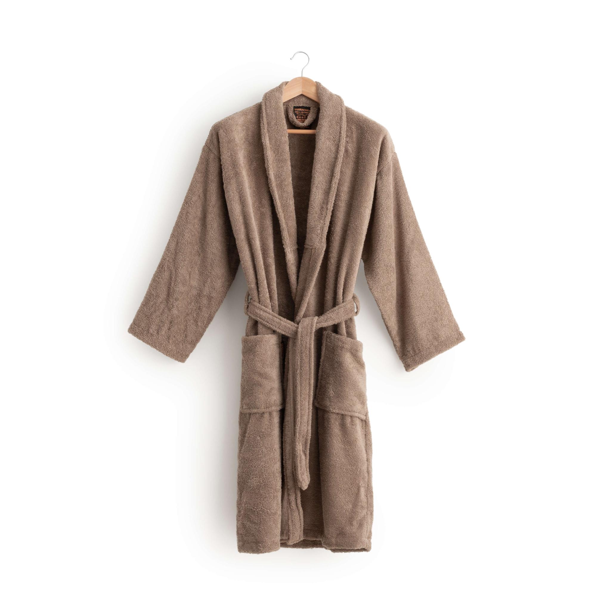 Accappatoio Unisex In Puro Cotone Spugna, Modello Con Collo A Scialle E Tasche
