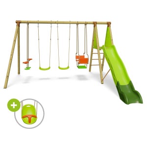 Aire de jeux en bois ULTRA XPERIENCE - TRIGANO JARDIN - Mur d'escalade,  toboggan et balançoires - 8 enfants - Cdiscount Jeux - Jouets