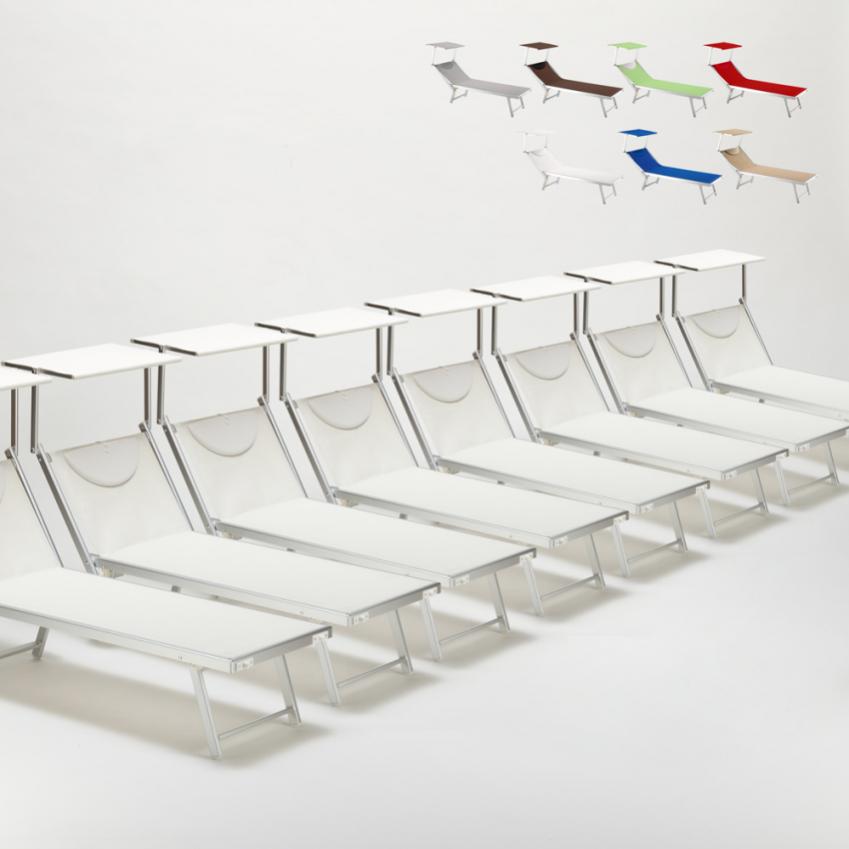 20 tumbonas plegables de aluminio con parasol para playa - santorini