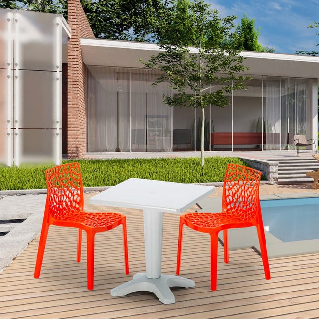 Mesa de comedor para exterior, mesa cuadrada para terraza con orificio para  sombrilla