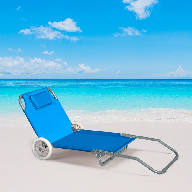 Silla de Playa Tumbona plegable portátil con ruedas piscina Banana
