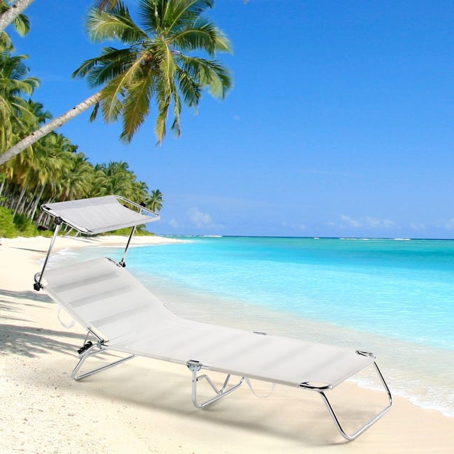 Tumbona plegable con parasol y cojín Aktive Beach