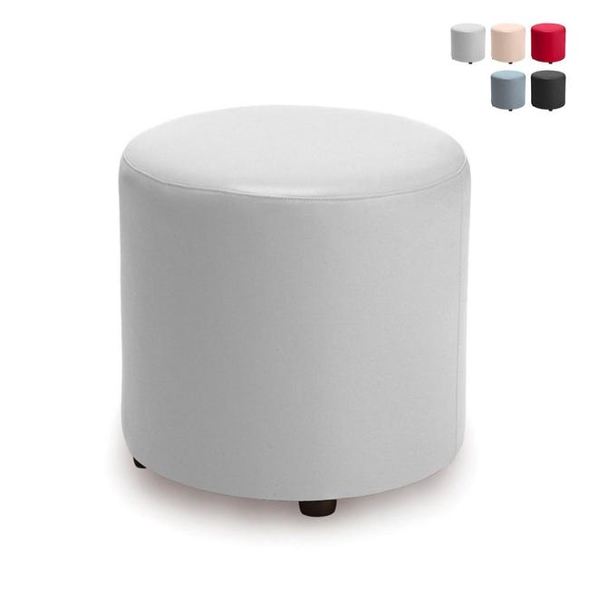 Dimension Pouf Rond Pouf rond moderne en similicuir Ø 40cm salon et salle d'attente - Blanc ...