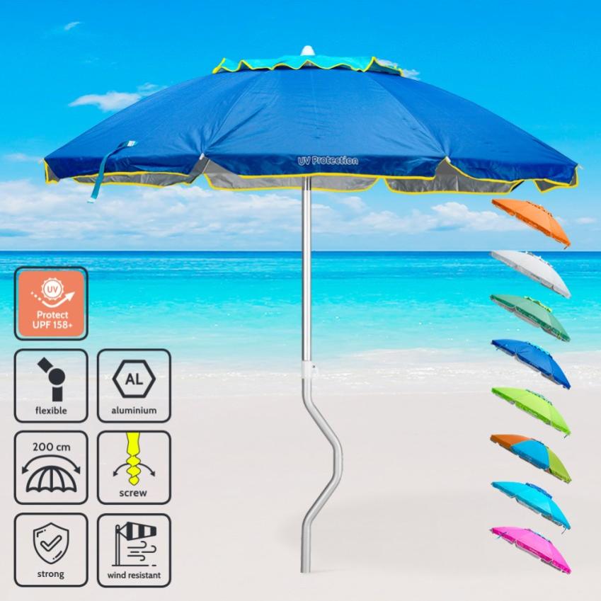 WSPP Ombrellone Da Pesca E Giardino 240 Cm, UV50+, Antivento, Con Borsa E Picchetti
