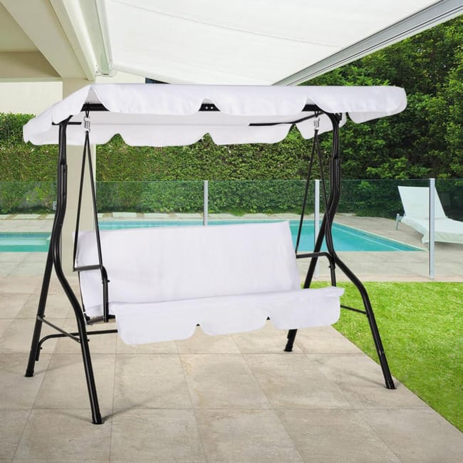 Asiento balanc n de jard n 3 plazas tejido de acero techo