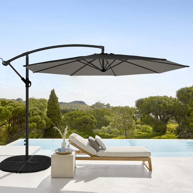 Sombrilla de aluminio para jardín y terraza para hotel Fan Noir 3 metros | Leroy  Merlin