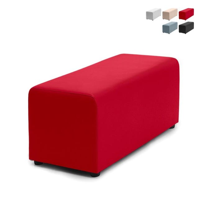 Pouf, POUFF, Puff, PUF, CUBO, Ecopelle, Eco-Pelle, POGGIAPIEDI, Seduta, Design, Made In Italy (Rosso - Foto 3