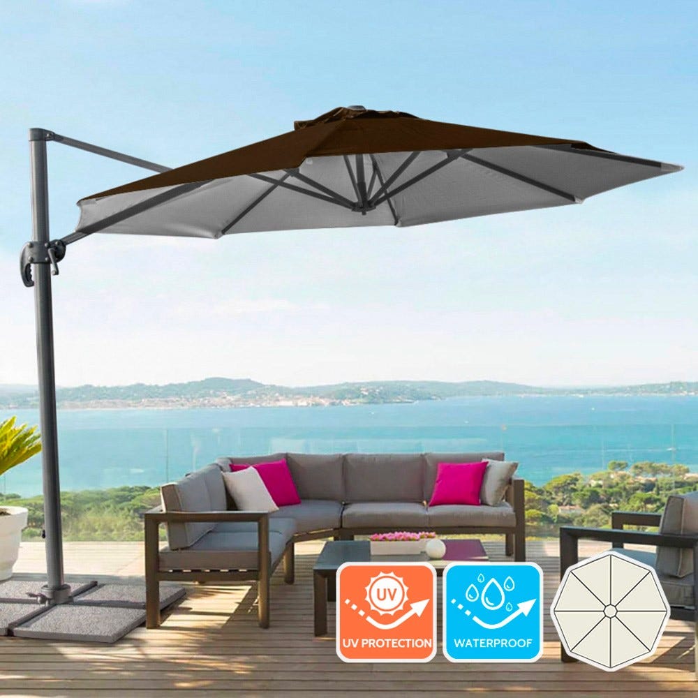 Sombrilla de aluminio para jardín y terraza Parasol 3x3m Paradise Brown | Leroy  Merlin