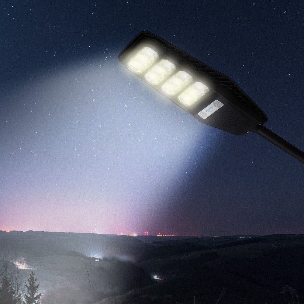 FARO LED LAMPIONE STRADALE 200w CON PANNELLO SOLARE STAFFA E TELECOMANDO –  M&P Megastore