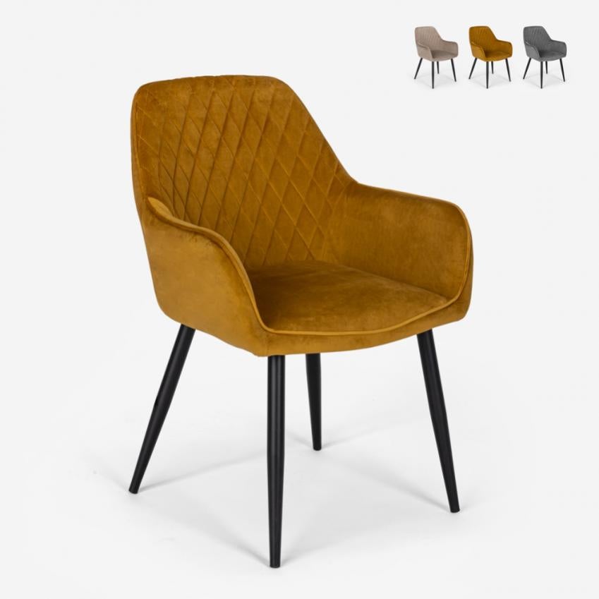 Marvin Sedia in Velluto e Oro Oslo da Sala Pranzo Con Gambe Metallo Dorate Seduta Imbottita Sedie Poltroncine Di Design Per Salotto Soggiorno Moderne