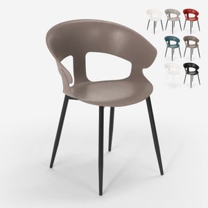Confezione Tavolo da pranzo di design industriale in legno (200 cm) e 8  sedie da pranzo imbottite in bouclé - Evelyne