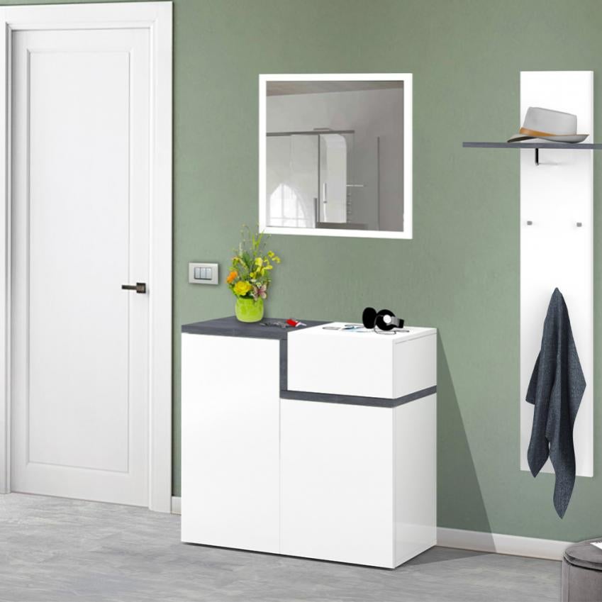 Scarpiera girevole a 7 ripiani, colore bianco, autoportante, per ingresso, soggiorno, corridoio, borsa rotante
