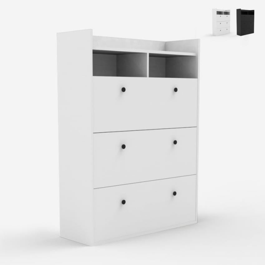 SDlumeiy Scarpiera verticale a 4 livelli (5 paia), scarpiera in plastica, smontata e assemblata, semplice portascarpe, portascarpe in plastica bianco e grigio (nero, 4 livelli
