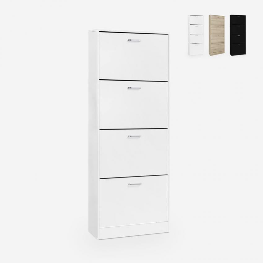 Scarpiera 4 Livelli 15 Paia 60x33x100 cm in Truciolato e Acciaio Grigio