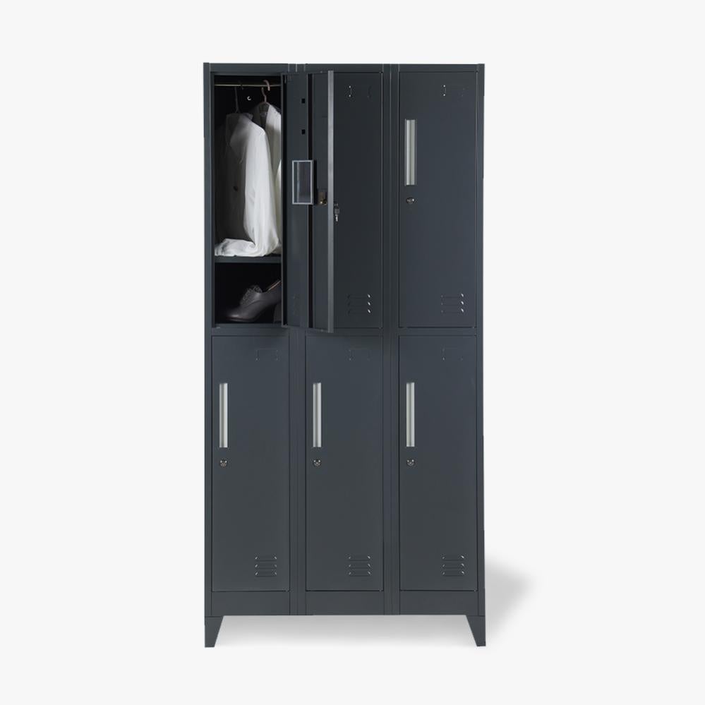 Armoire de rangement 6 portes 90x45 H180 avec serrure bureau vestiaire Etna Leroy Merlin