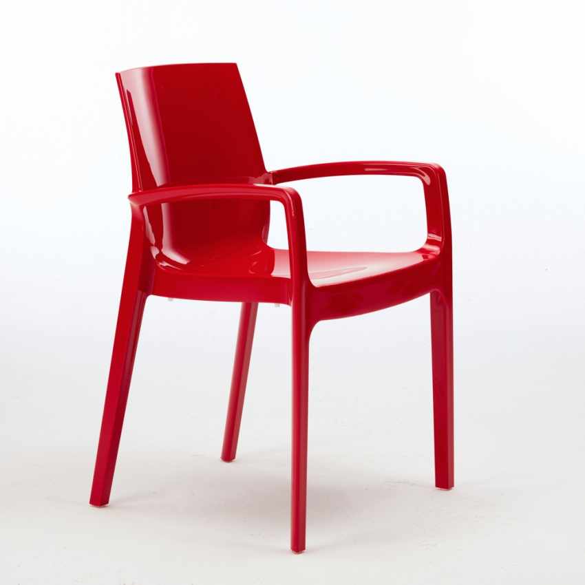 Silla polipropileno apilable con reposabrazos para cocina bar cream grand soleil