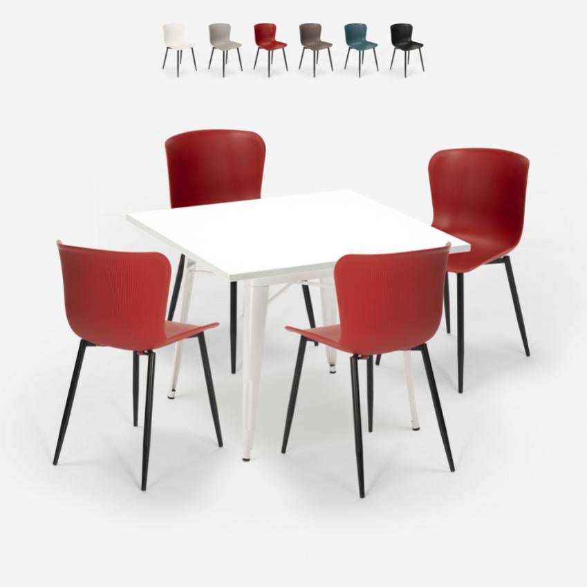 Tavolo da Esterno Quadrato 78x78 cm, Struttura in Acciaio e
