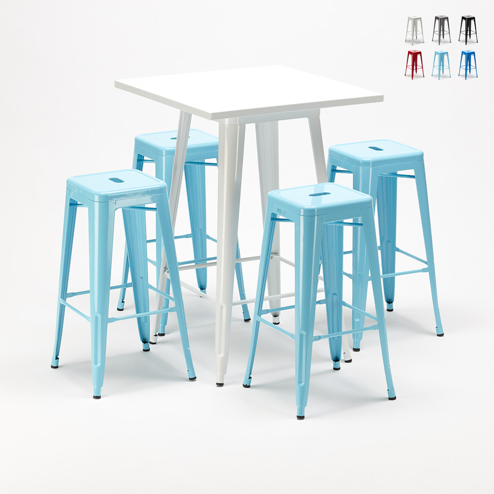 Table haute + 4 tabourets design Tolix industriel de bars Union Square