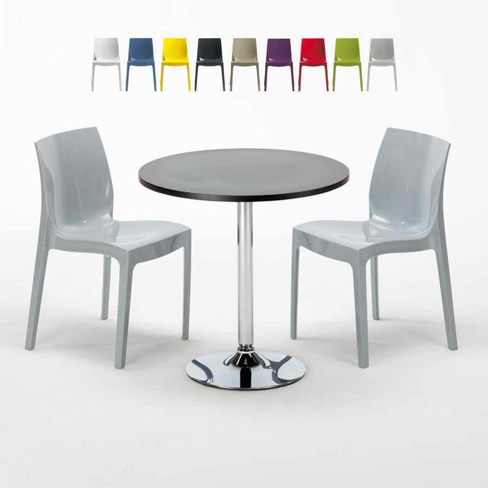 Tavolino bar rotondo quadrato nero bianco 70x70 Bistrot Colore Tavolo:  Bianco - Forma Tavolo: Quadrato