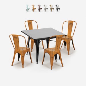 Vice Set 6 sedie design trasparente tavolo da pranzo 180x80cm industriale