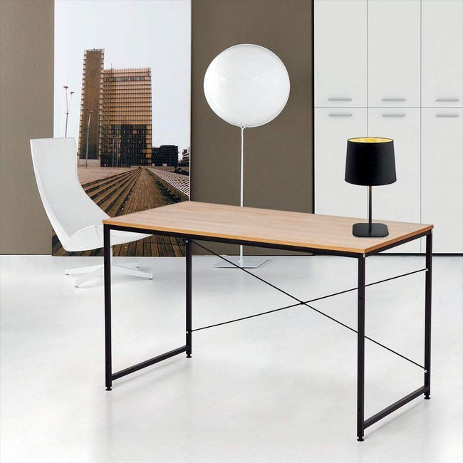 Bureau blanc, table pour pc, style industriel, 105 cm longueur