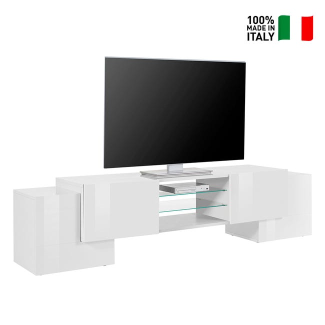 Mueble TV modelo Piero (130cm) blanco Todo el mueble PVC alto