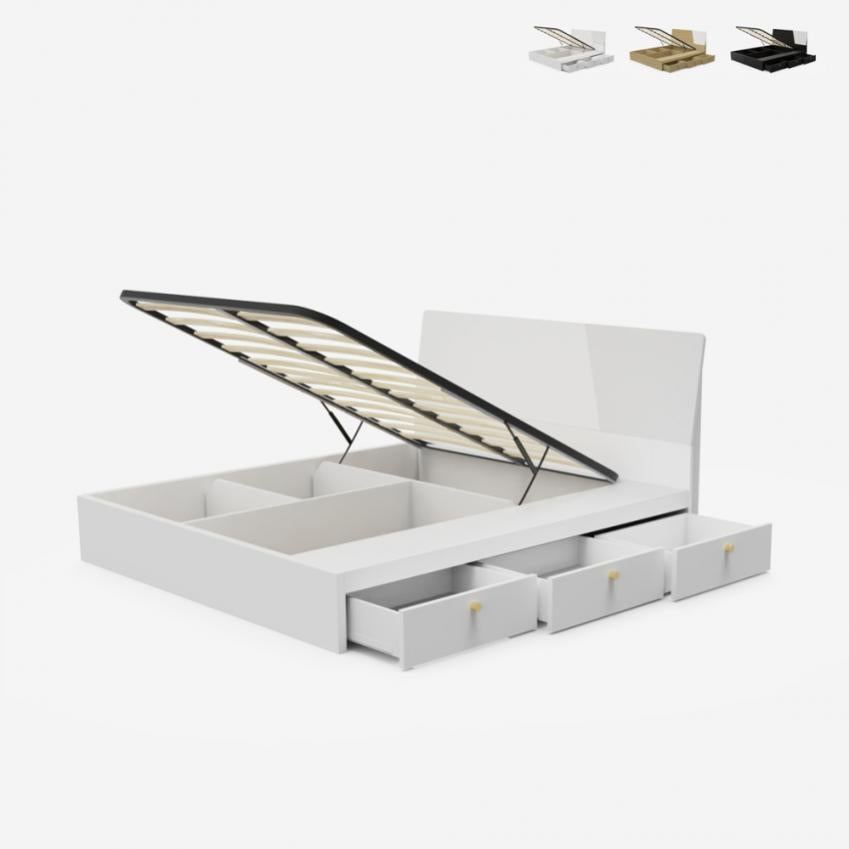 COSTWAY Struttura Letto Matrimoniale 200X140 cm, Letto a Piattaforma in Metallo con Testiera