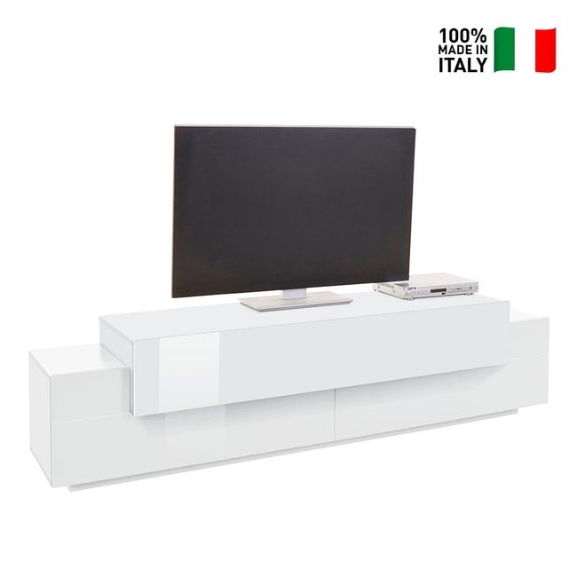 Mueble TV BEST blanco lacado 200 cm