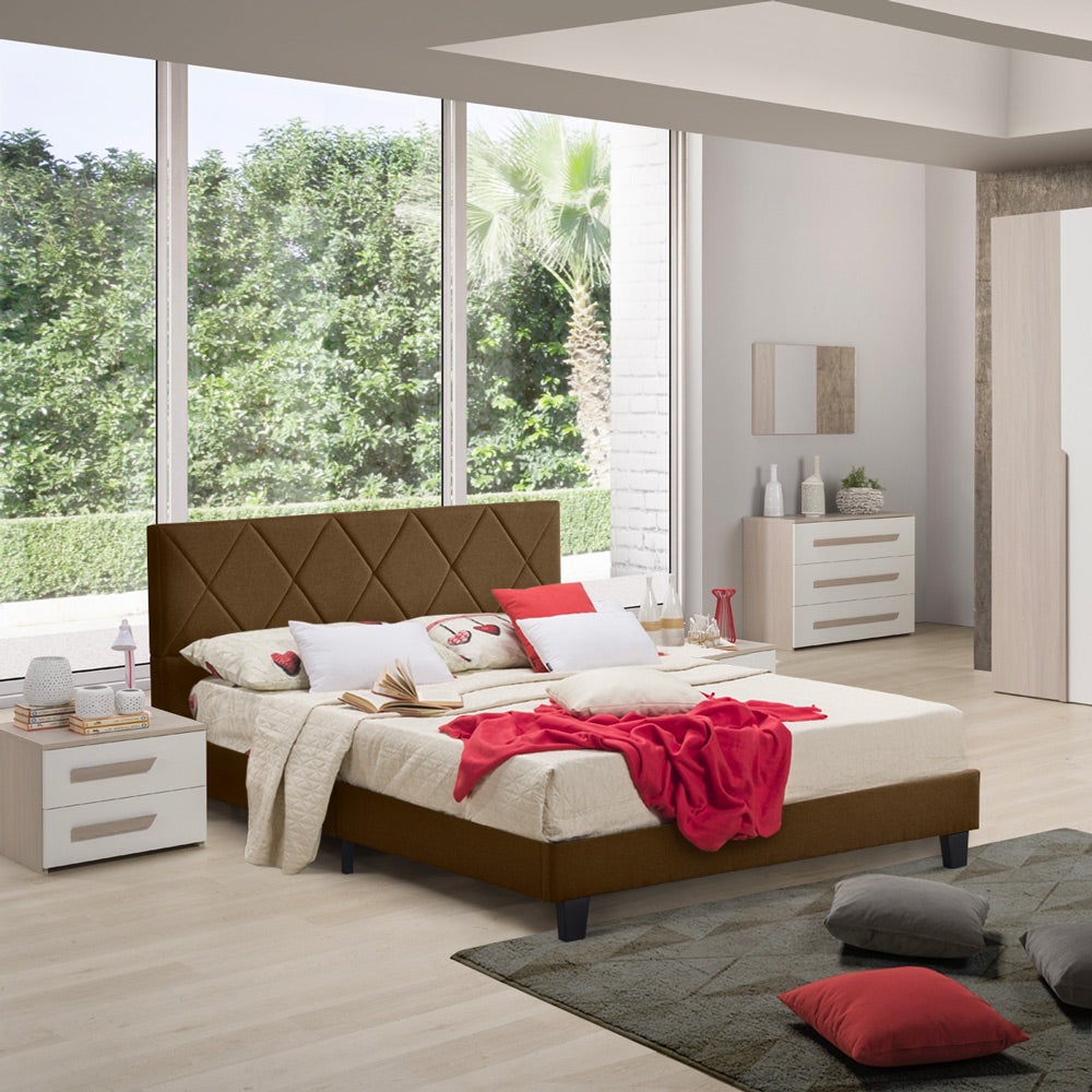 Cama con almacenamiento, cama tapizada hidráulica 180x200 cm, somier de  madera, cama con somier de estructura metálica, lino, beige.