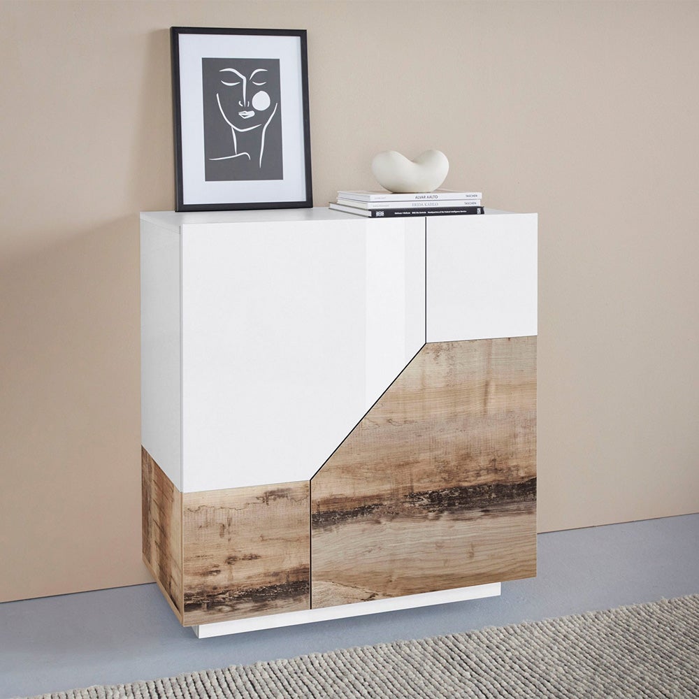 Credenza madia 80x43cm 2 vani soggiorno cucina camera moderna Adara Wood