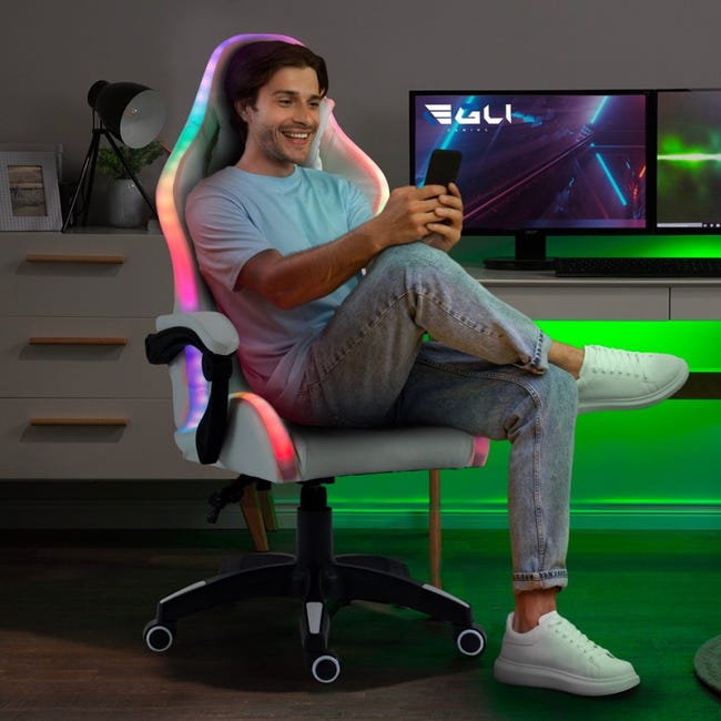 Pixy Comfort fauteuil de jeu bureau ergonomique repose-pieds LED RGB
