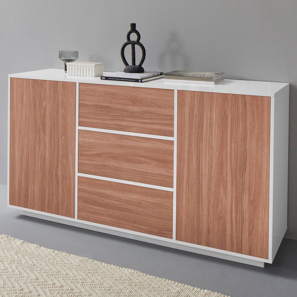 Credenza bassa Sibylle L160cm Metallo oro e legno bianco