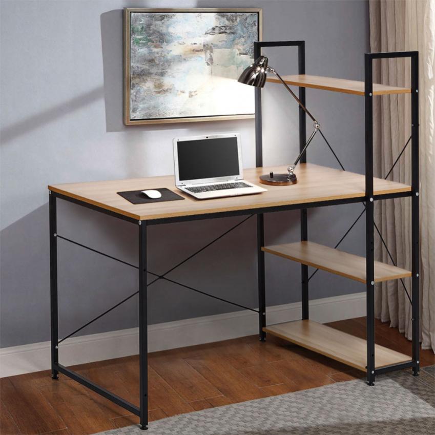 Scrivania Industriale 120x60 Legno Acciaio Con Libreria E Scaffali Scrivania Industriale 120x60 Legno Acciaio Con Libreria E Scaffali