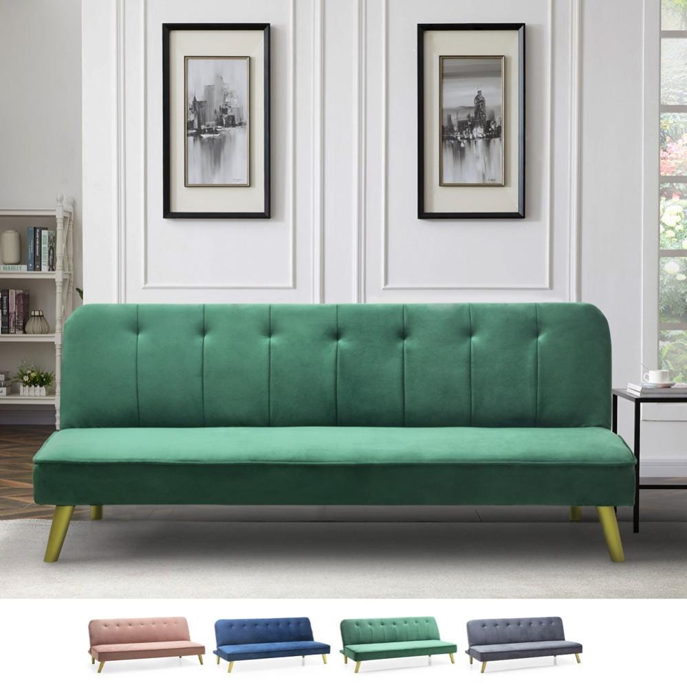 Divano letto clic clac 2 posti design moderno tessuto velluto Pulchra ...