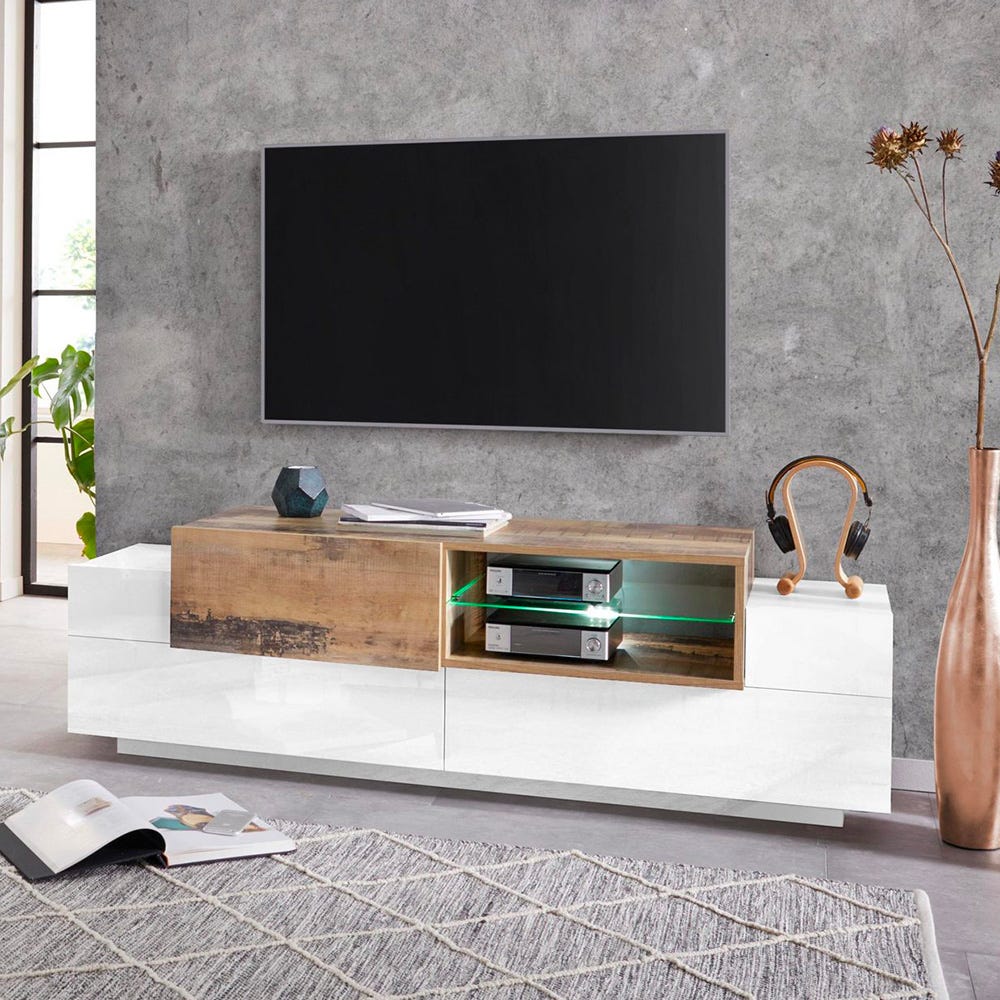 Mueble TV bajo para salón en madera de diseño italiano