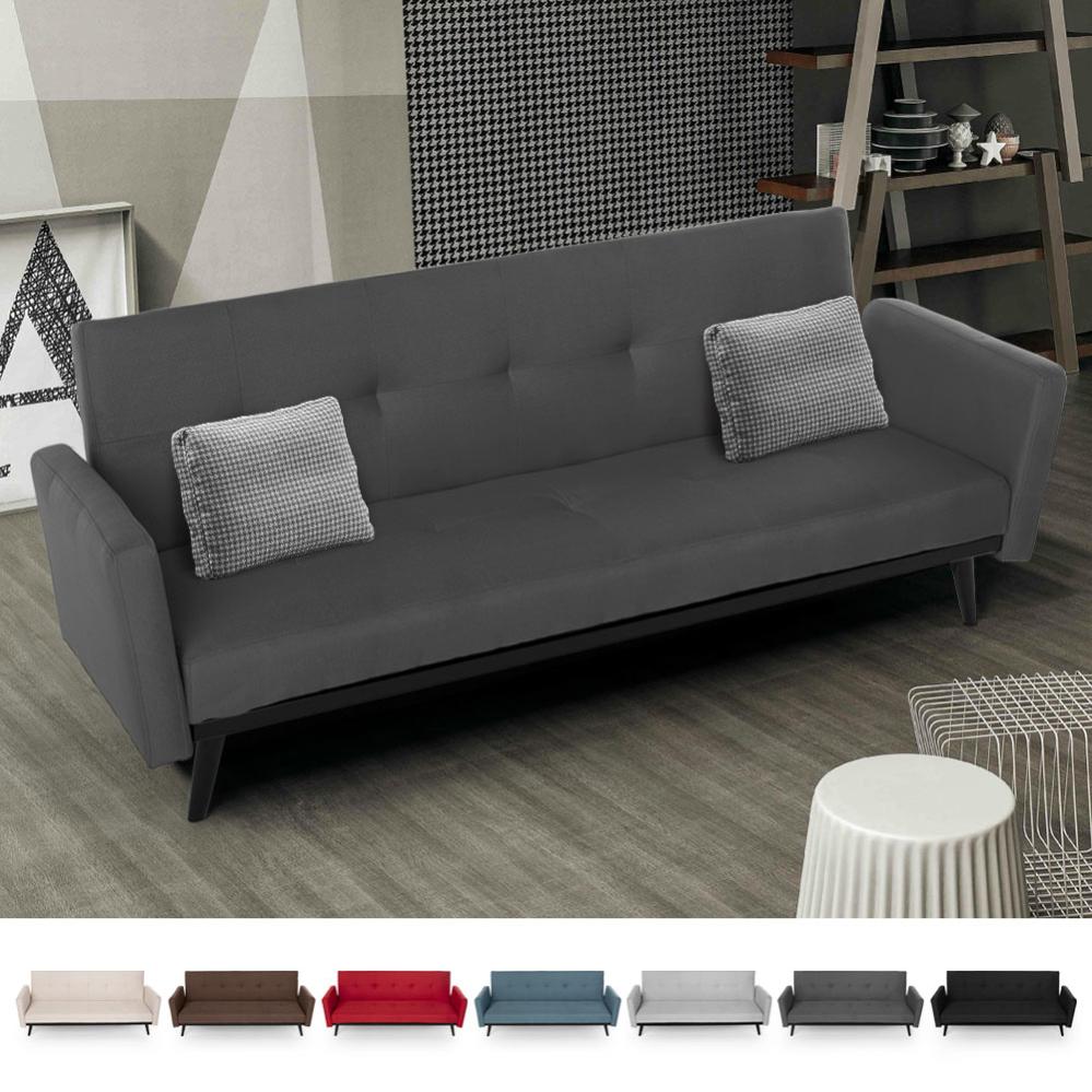 Divano letto 3 posti in tessuto reclinabile clic clac design moderno ...