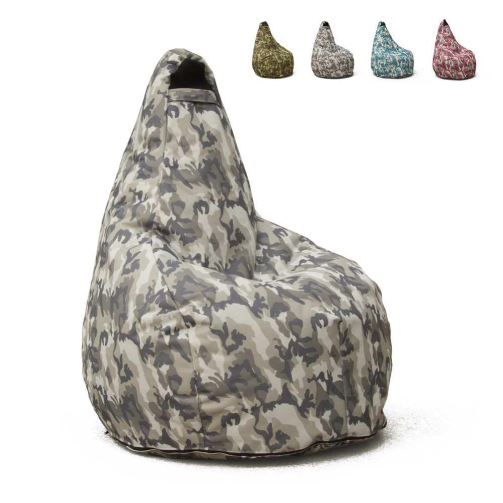 Pouf Poltrona Pera Sacco Puff KAWIN, PVC Lavabile, Blu Notte, Diametro 85cm X H 98cm - 2